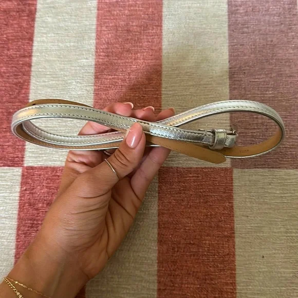 J. Crew | Accessories | J Crew Slim Silver Leather Belt  display picture 1